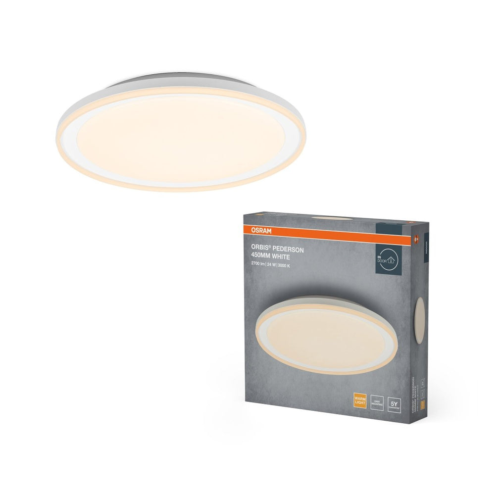 Bílé LED stropní svítidlo 450 mm ORBIS, teplá bílá OSRAM