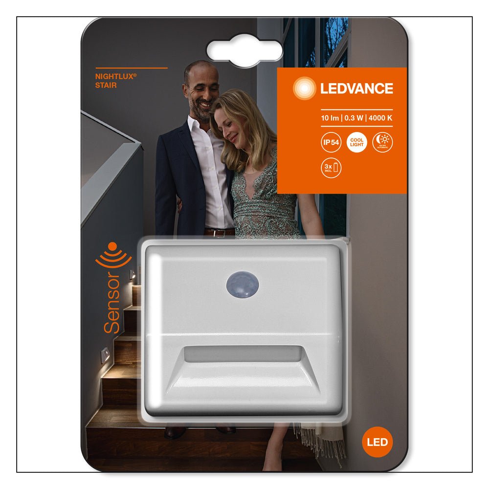 4058075260733 - Bílé noční orientační LED světlo na schody STAIR s čidlem - Orientační svítidlo - LEDVANCE e - shop