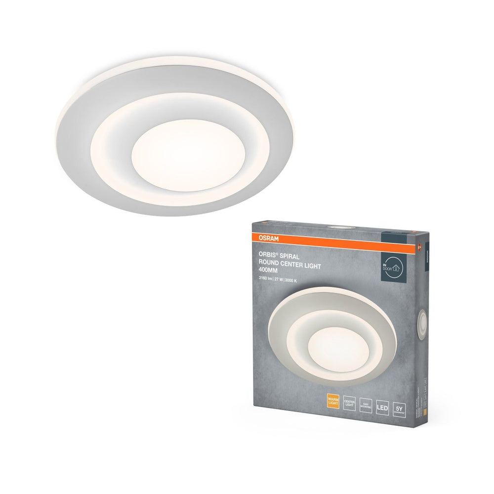 Bílé spirálové LED stropní svítidlo ORBIS 400mm, teplá bílá OSRAM