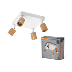 4058075852525 - Bílé stropní bodové svítidlo Brick s dřevěným dekorem 4xGU10 - Stropní svítidlo - Czechia LEDVANCE e - shop