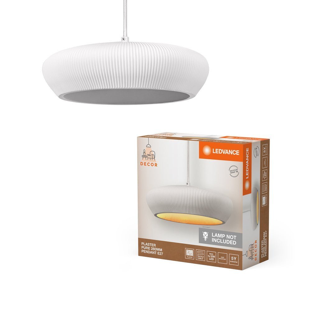 Bílé stropní svítidlo E27 280 mm PLASTER PURE PENDANT