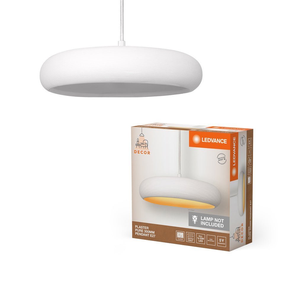 Bílé stropní svítidlo E27 300 mm PLASTER PURE PENDANT