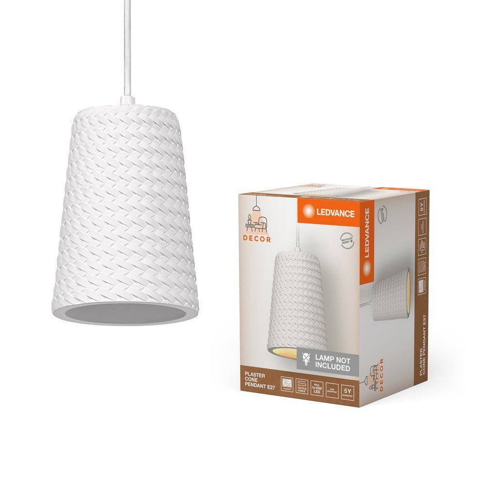 Bílé stropní svítidlo E27 PLASTER CONE PENDANT