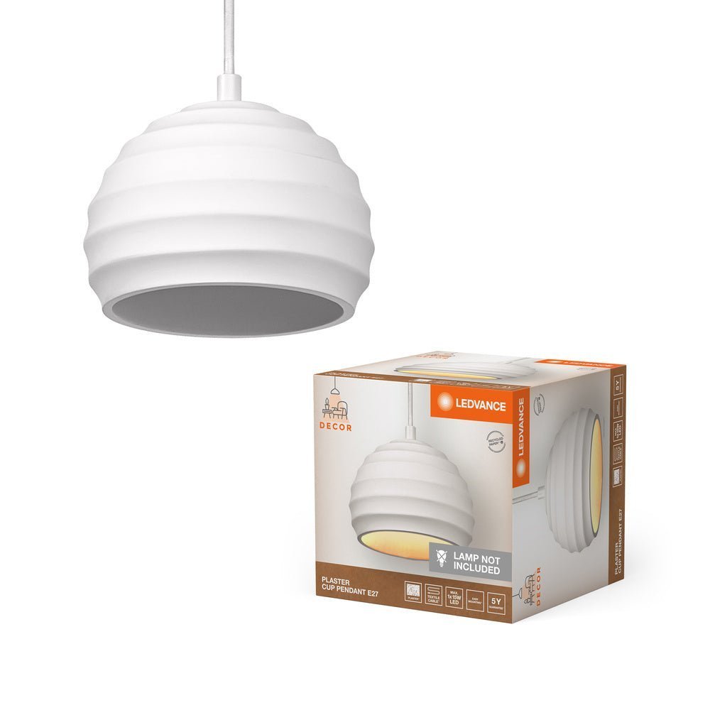 Bílé stropní svítidlo E27 PLASTER CUP PENDANT