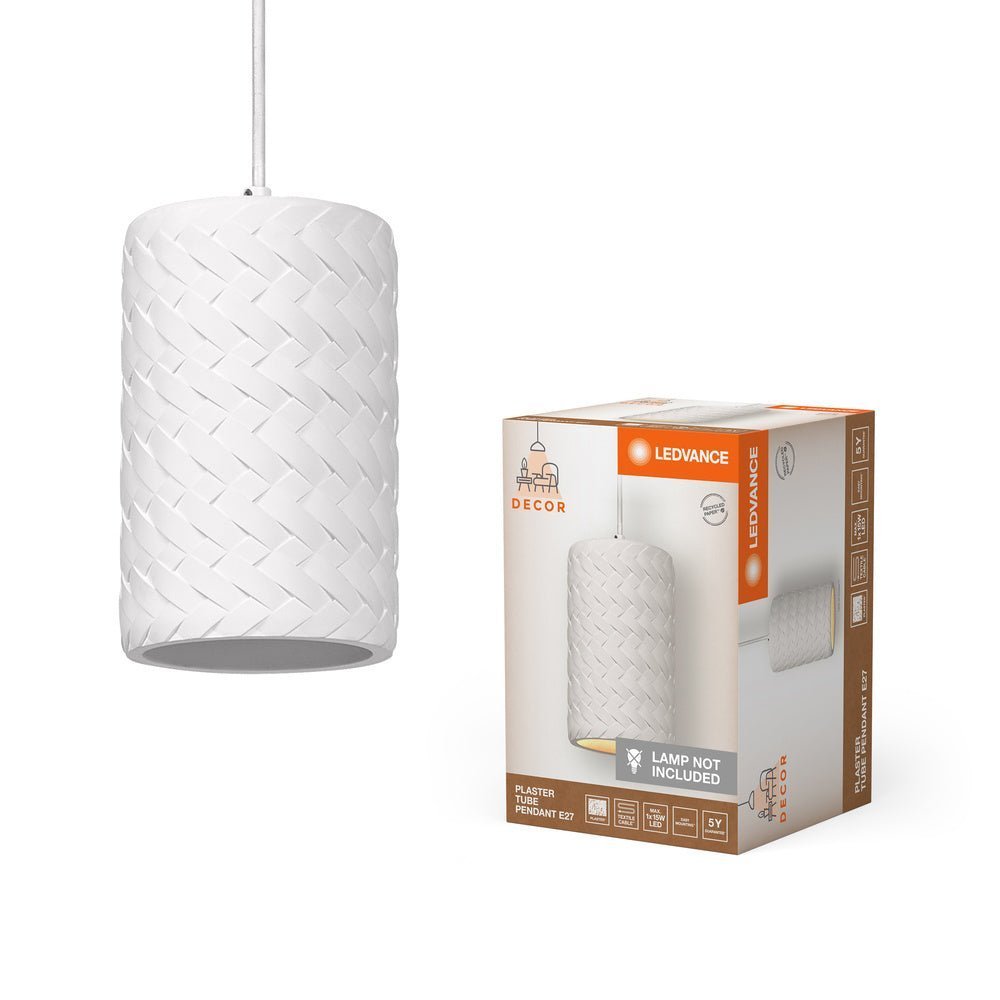 Bílé stropní svítidlo E27 PLASTER TUBE PENDANT