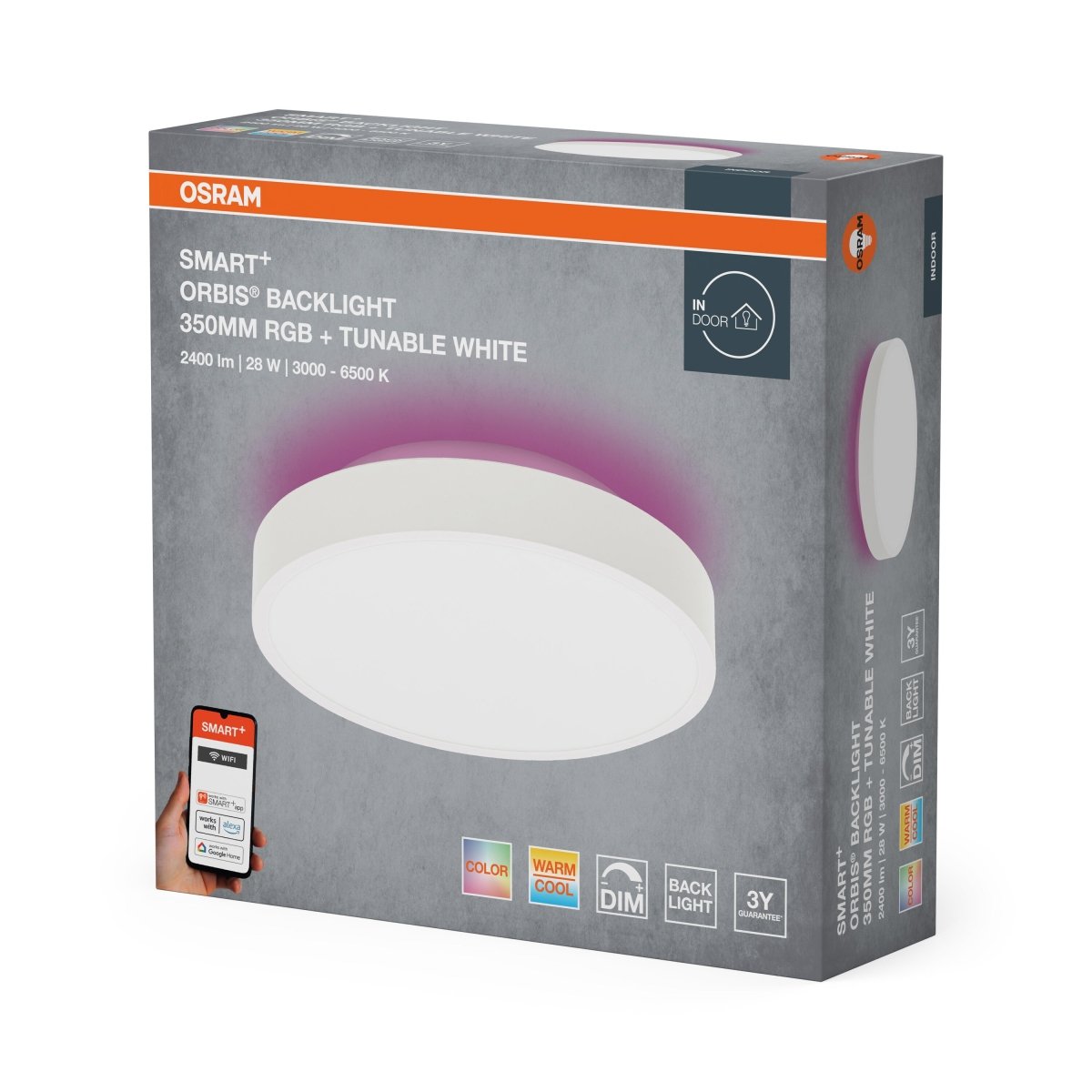 4099854473142 - BÍLÉ Stropní svítidlo Wifi Orbis Backlight 350mm, Laditelná Bílá - Nástěnné svítidlo - Czechia LEDVANCE e - shop