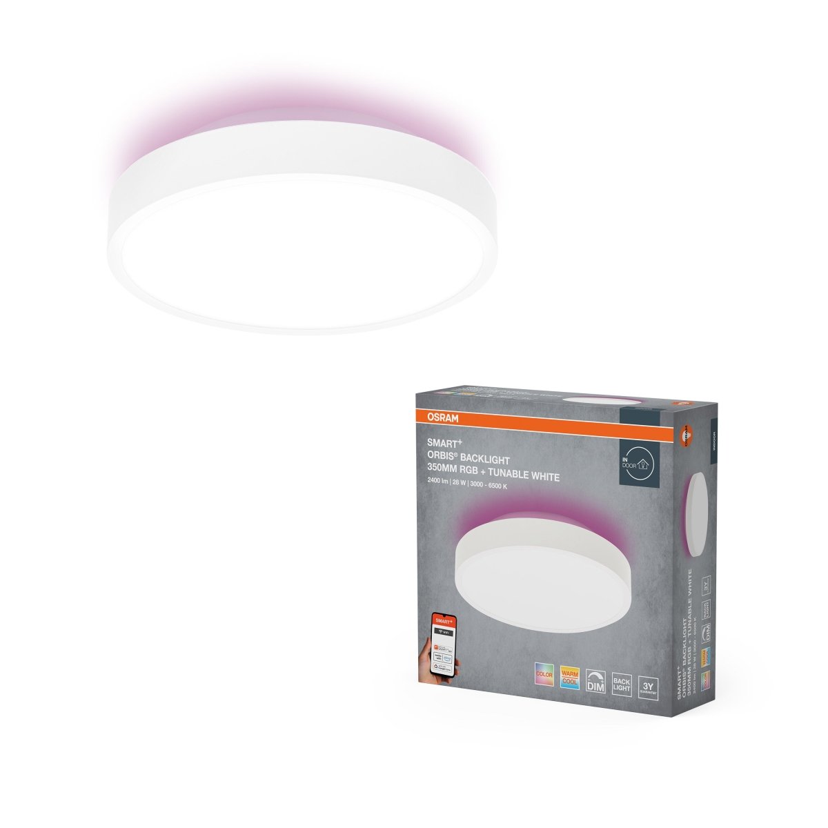 4099854473142 - BÍLÉ Stropní svítidlo Wifi Orbis Backlight 350mm, Laditelná Bílá - Nástěnné svítidlo - Czechia LEDVANCE e - shop