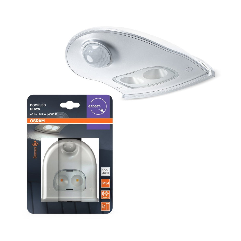 Bílé venkovní nástěnné LED světlo DOOR DOWN IP54 se senzorem OSRAM