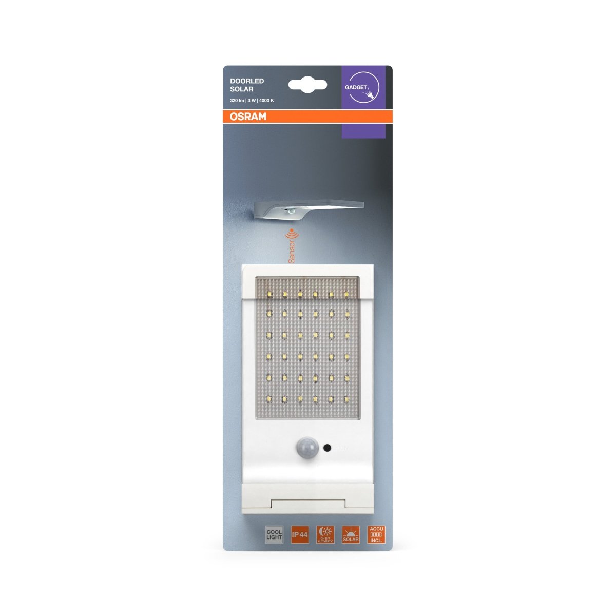 4099854531491 - Bílé venkovní solární LED světlo DOOR SOLAR IP44 se senzorem OSRAM - Nástěnné venkovní svítidlo - Czechia LEDVANCE e - shop