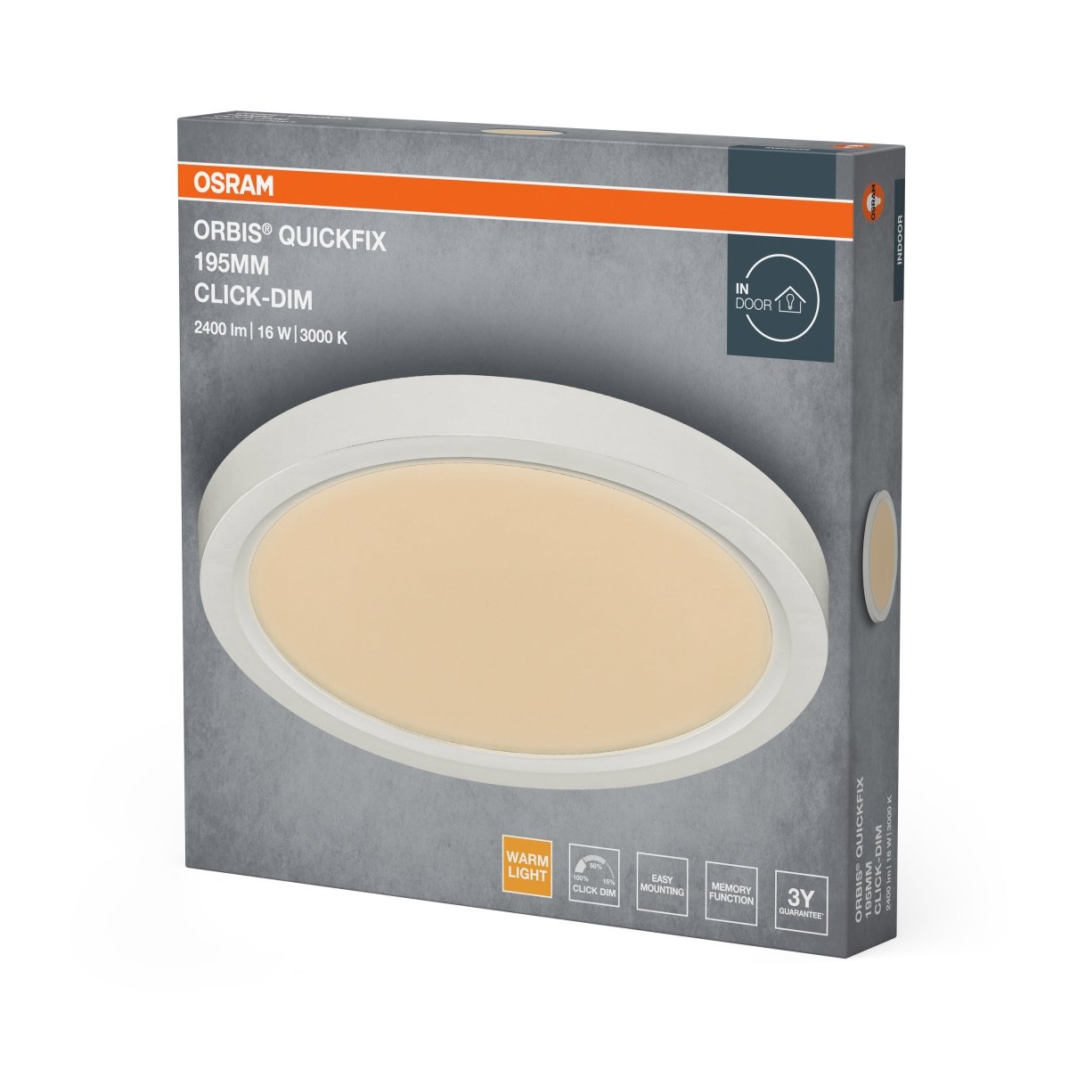 4099854603884 - Bílý LED Panel ORBIS 195mm 16W Click Stmívatelný, Teplá Bílá - LED Panel - Czechia LEDVANCE e - shop