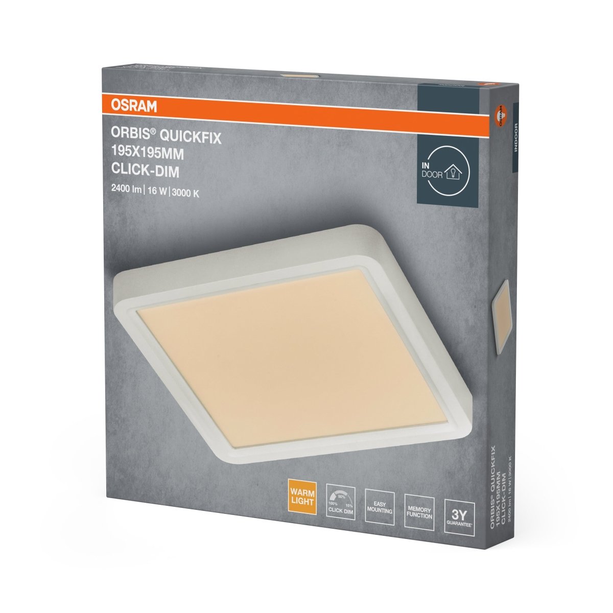 4099854604720 - Bílý LED Panel ORBIS 195x195mm 16W Click Stmívatelný, Teplá Bílá - LED Panel - Czechia LEDVANCE e - shop