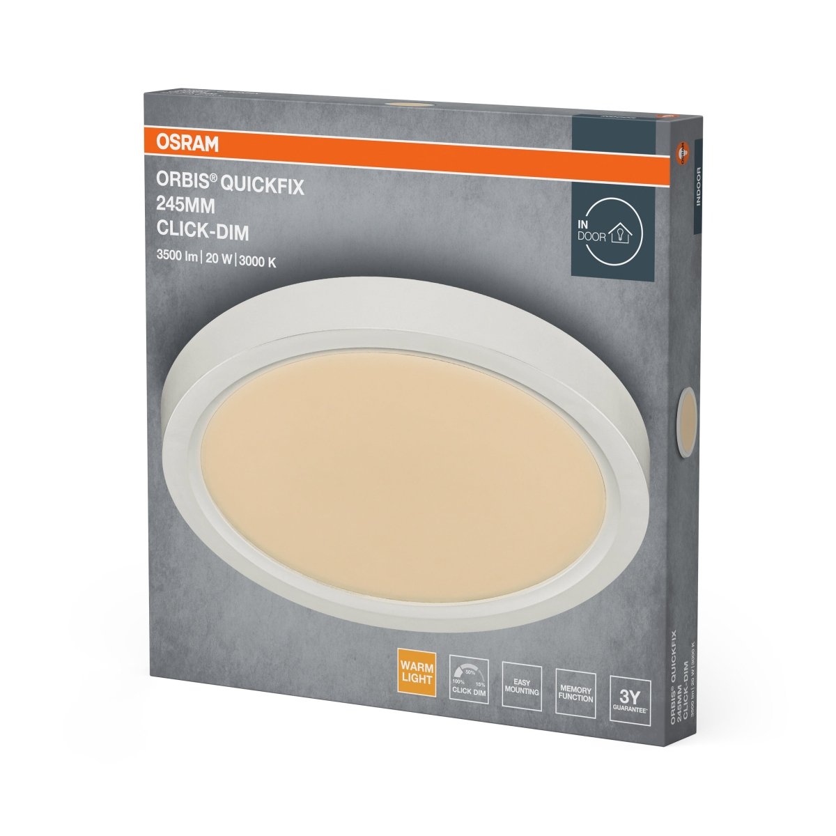 4099854604188 - Bílý LED Panel ORBIS 245mm 20W Click Stmívatelný, Teplá Bílá - LED Panel - Czechia LEDVANCE e - shop