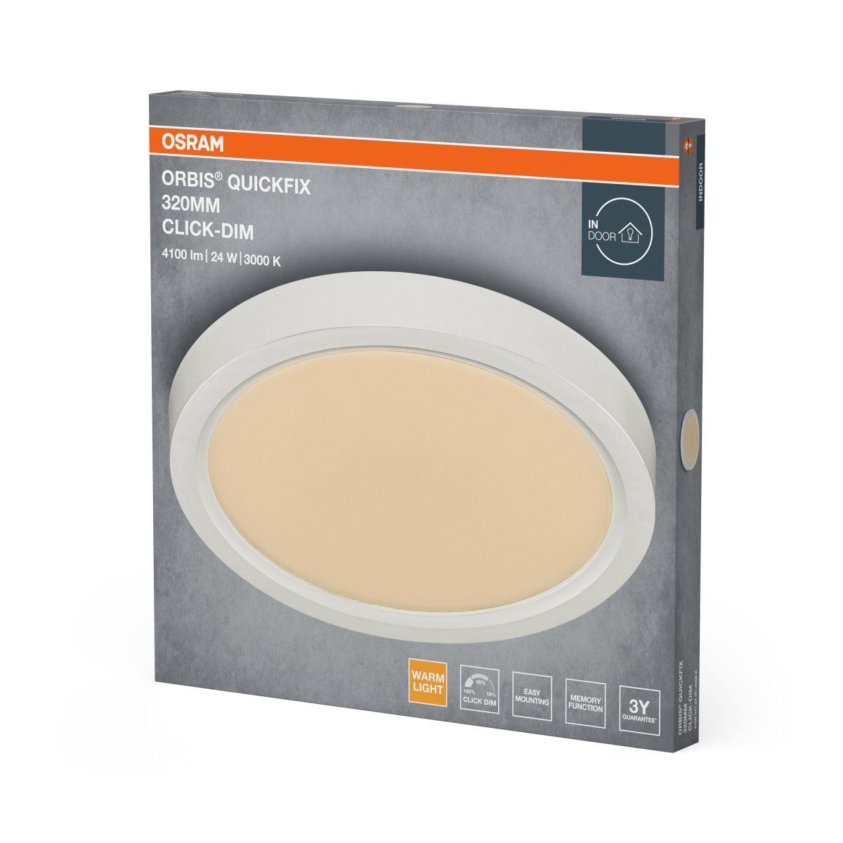 4099854604447 - Bílý LED Panel ORBIS 320mm 24W Click Stmívatelný, Teplá Bílá - LED Panel - Czechia LEDVANCE e - shop