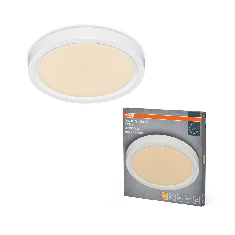 Bílý LED Panel ORBIS 320mm 24W Click Stmívatelný, Teplá Bílá