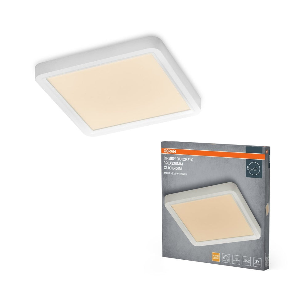 Bílý LED Panel ORBIS  320x320mm 24W Click Stmívatelný, Teplá Bílá