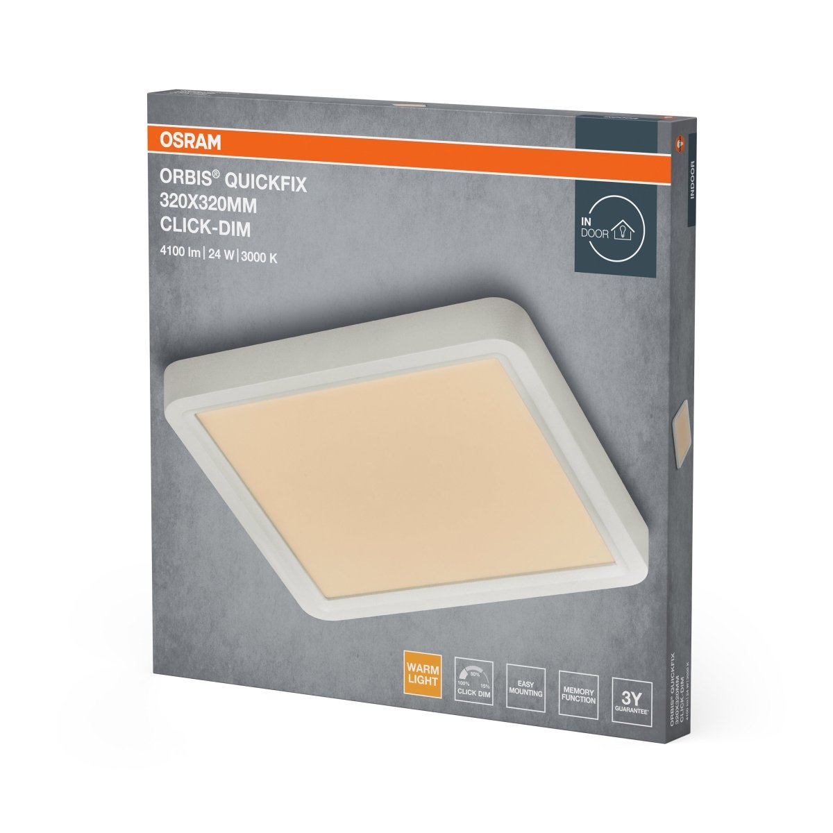 4099854604904 - Bílý LED Panel ORBIS 320x320mm 24W Click Stmívatelný, Teplá Bílá - LED Panel - Czechia LEDVANCE e - shop
