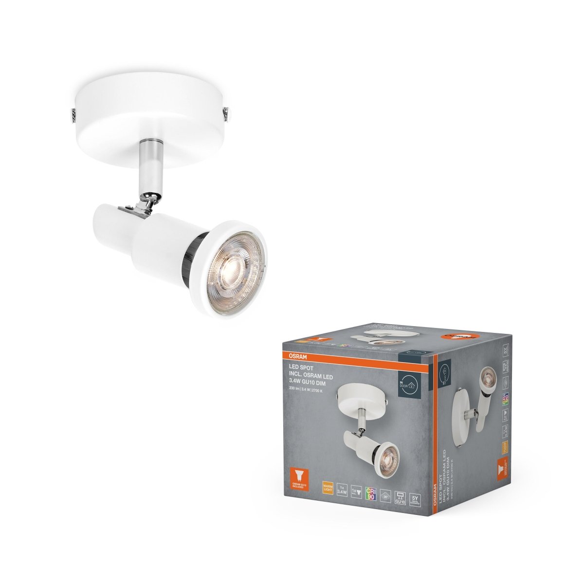 4099854474538 - Bílý reflektor 3,40 W Teplá bílá 80 mm - Reflektor - LEDVANCE e - shop