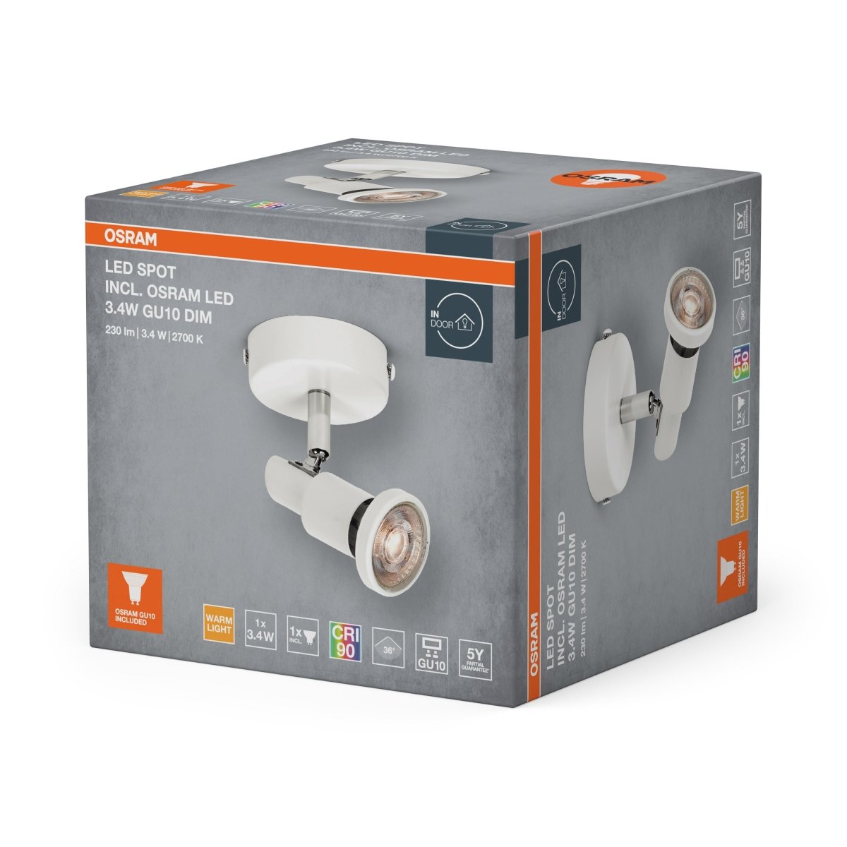 4099854474538 - Bílý reflektor 3,40 W Teplá bílá 80 mm - Reflektor - LEDVANCE e - shop