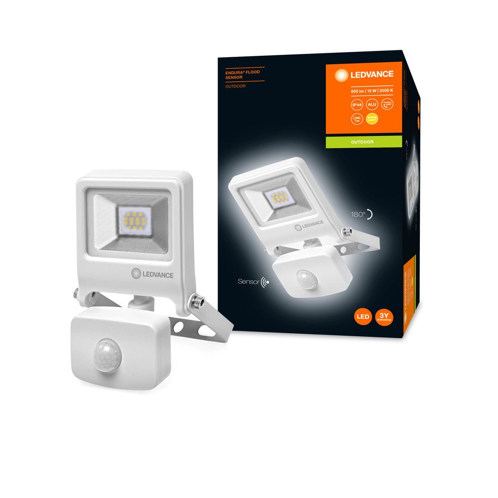 4058075292178 - Bílý venkovní LED reflektor ENDURA FLOOD 10W 3000K, senzor - Reflektor - LEDVANCE e - shop