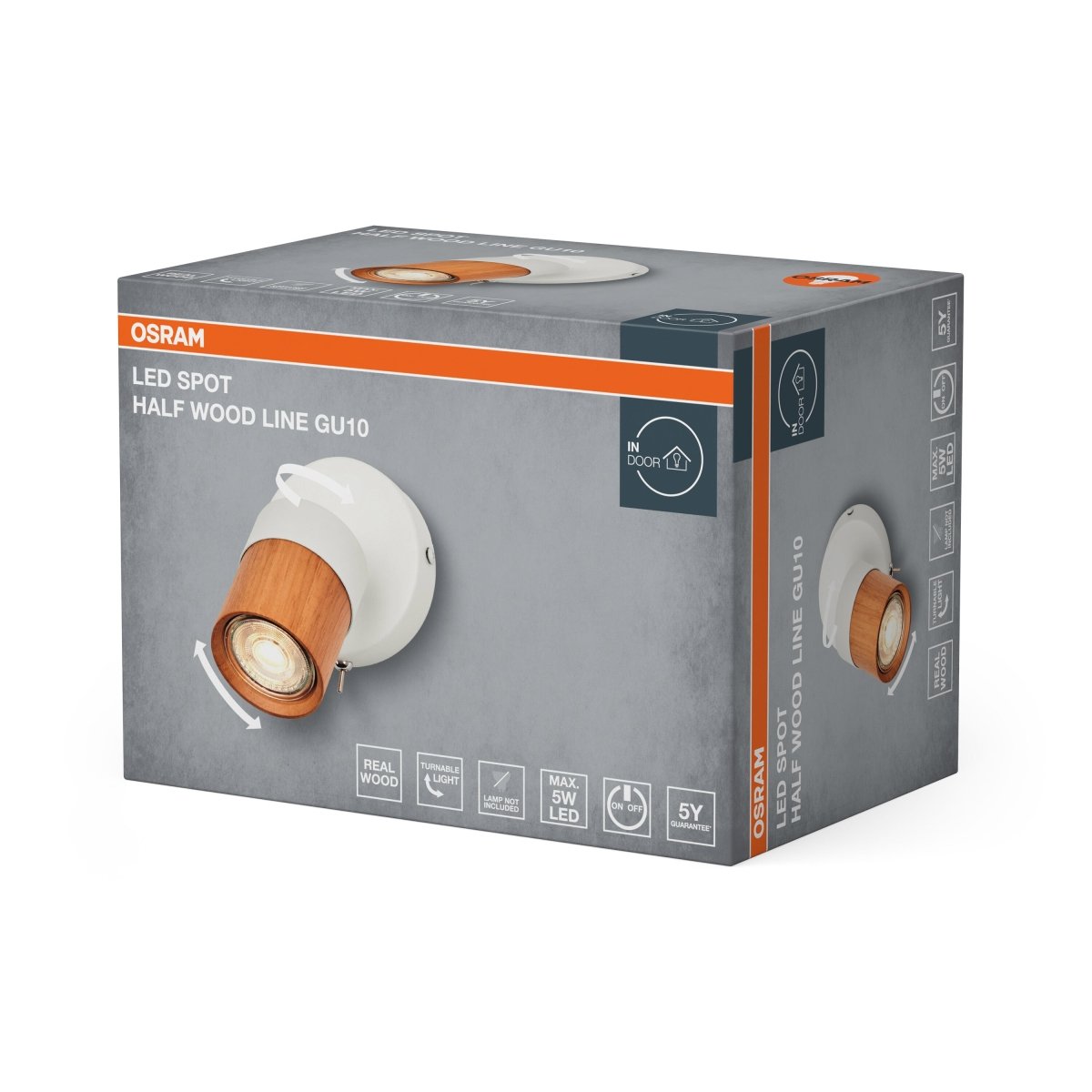 4058075852921 - Bodové svítidlo LED Half Wood Line, 1x GU10, Bílá/Dřevo - Czechia LEDVANCE e - shop