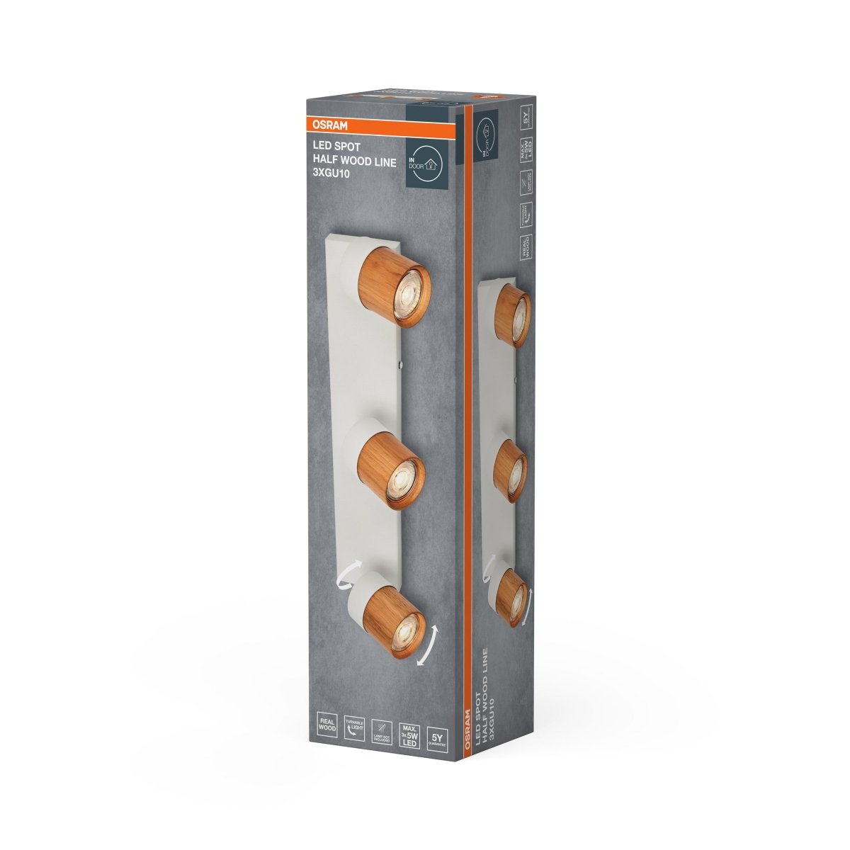 4058075852969 - Bodové svítidlo LED Half Wood Line, 3x GU10, Bílá/Dřevo - Czechia LEDVANCE e - shop