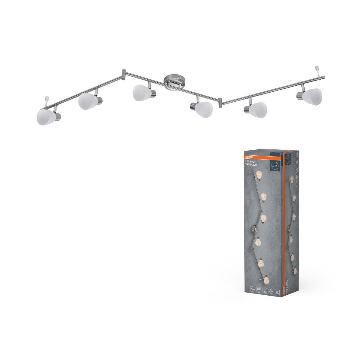 4058075853089 - Bodové svítidlo LED Vase, 6x G9, Kartáčovaný nikl - Czechia LEDVANCE e - shop