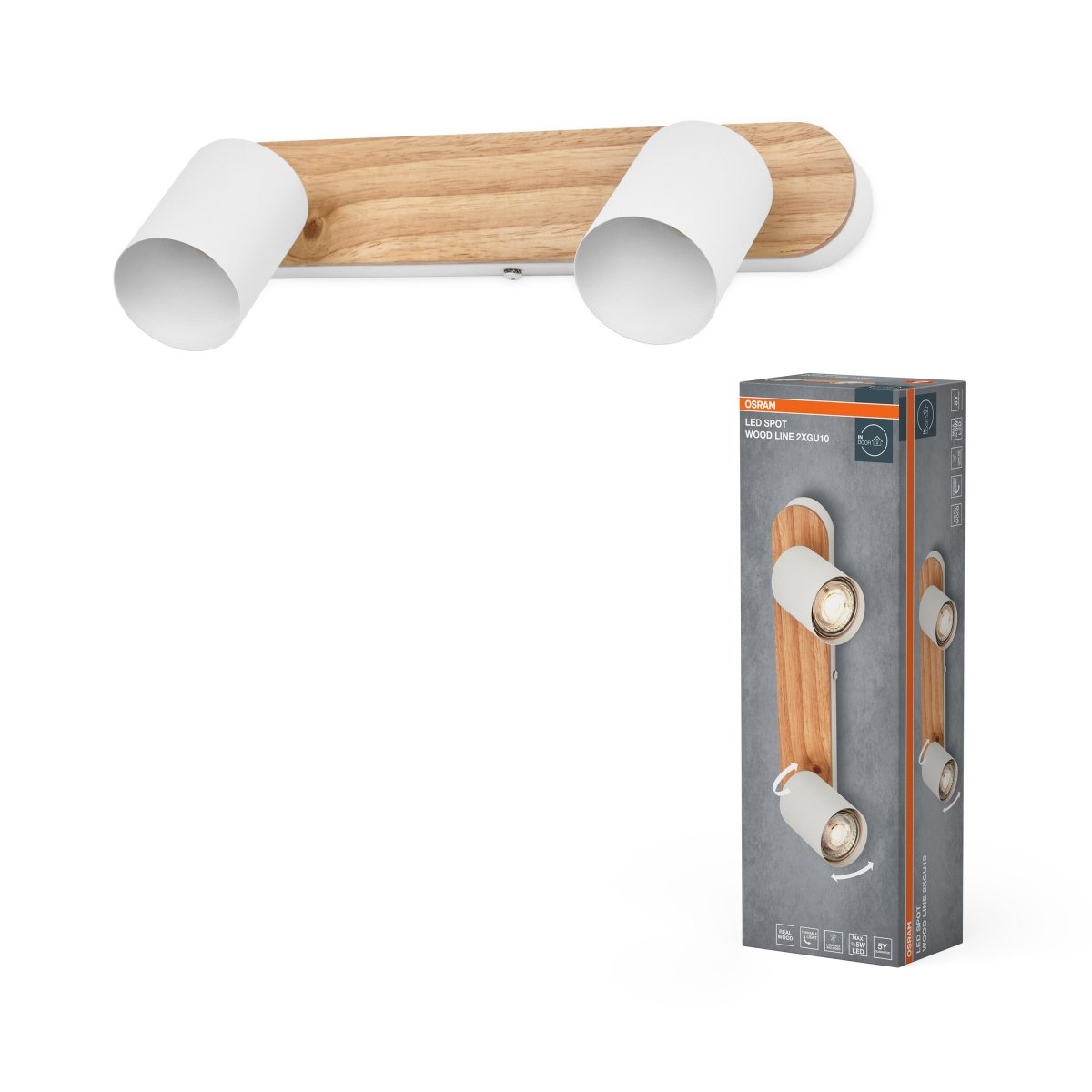 4058075852860 - Bodové svítidlo LED Wood Line, 2x GU10, Bílá/Dřevo - Czechia LEDVANCE e - shop