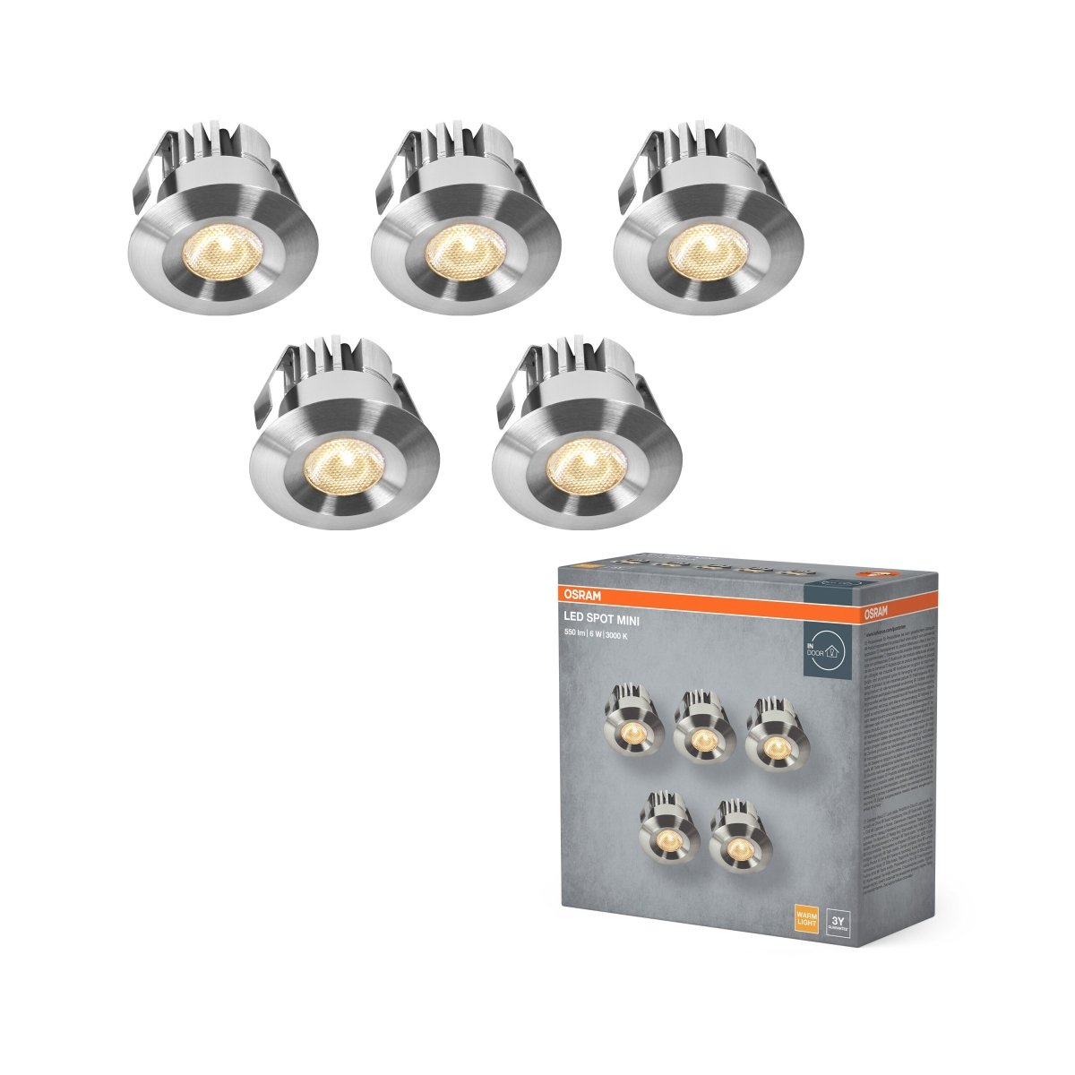 4099854596353 - Bodový set MINI SPOT 6W, Teplá Bílá, Saténový nikl 5ks - Reflektor - Czechia LEDVANCE e - shop