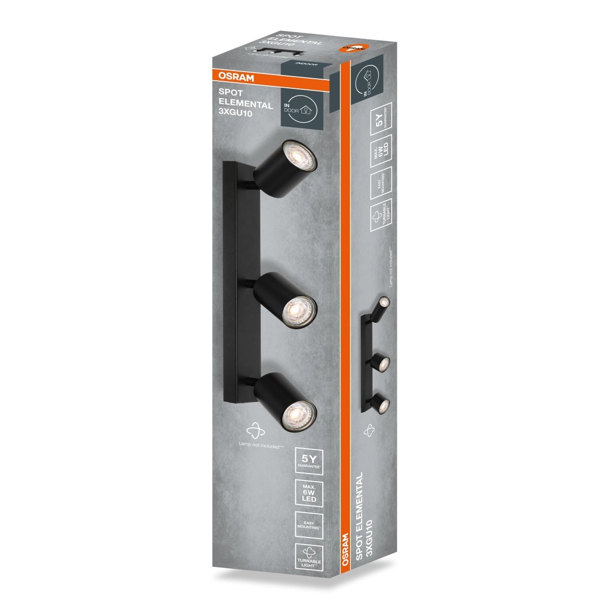 4099854587566 - Černá Bodovka LED SPOT ELEMENTAL 3xGU10 370 mm - Bodovka - Czechia LEDVANCE e - shop