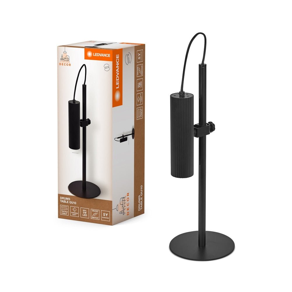 Černá dekorativní LED stolní lampa GU10 DRUMS TABLE