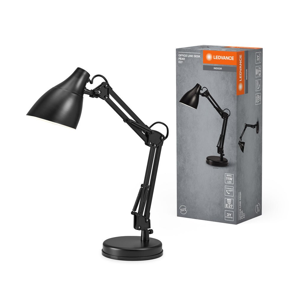 Černá stolní lampa E27 11W OFFICE LINE DESK PEAR