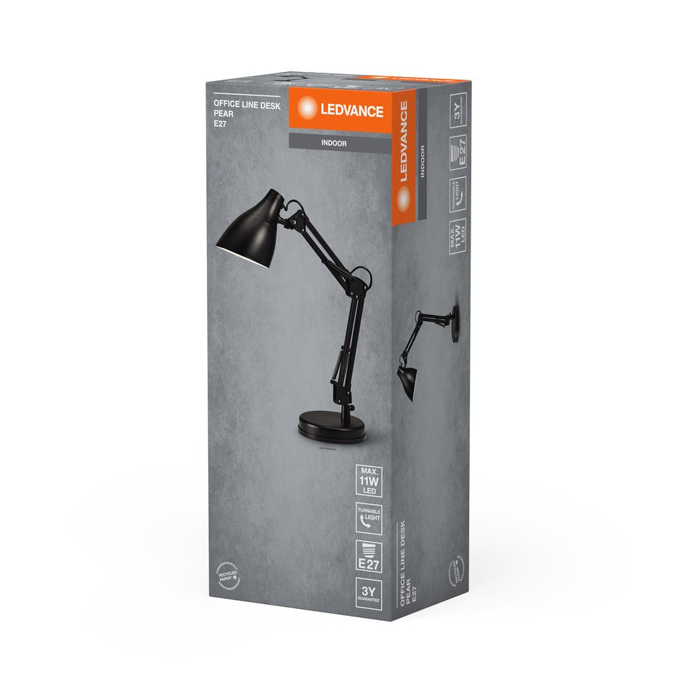 4099854385148 - Černá stolní lampa E27 11W OFFICE LINE DESK PEAR - Stolní lampa - LEDVANCE e - shop