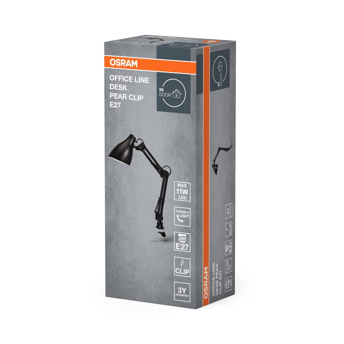 4099854464614 - Černá stolní lampa E27 11W OFFICE LINE DESK PEAR CLIP OSRAM - Stolní lampa - Czechia LEDVANCE e - shop