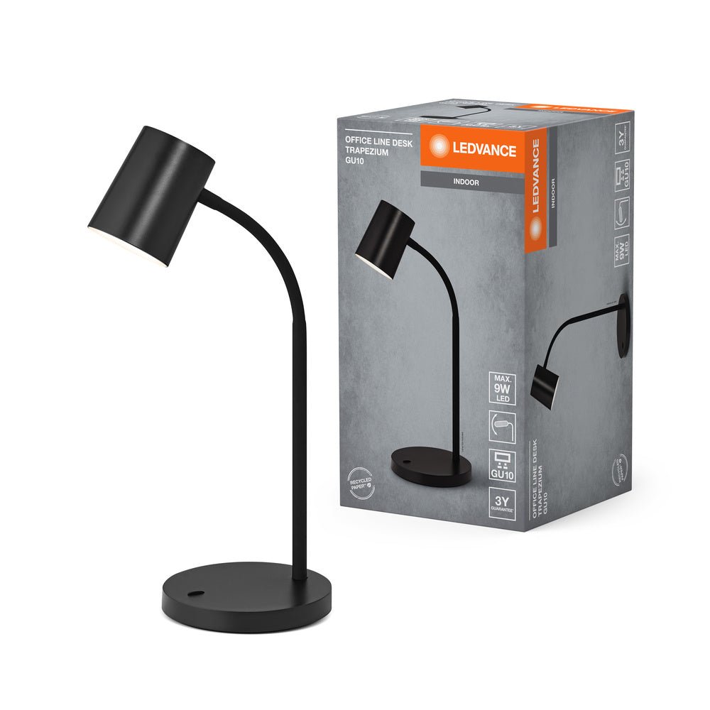 Černá stolní lampa GU10 9W OFFICE LINE DESK TRAPEZIUM