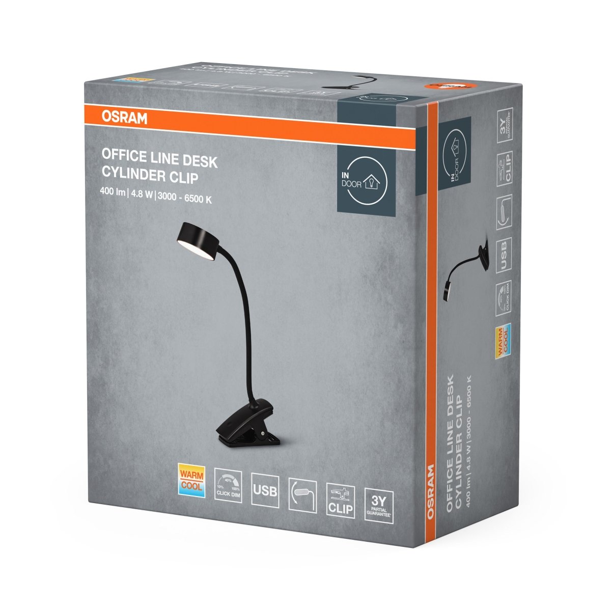 4099854464294 - Černá stolní lampa připínací USB 4.8W CYLINDER, laditelná bílá OSRAM - Stolní lampa - Czechia LEDVANCE e - shop