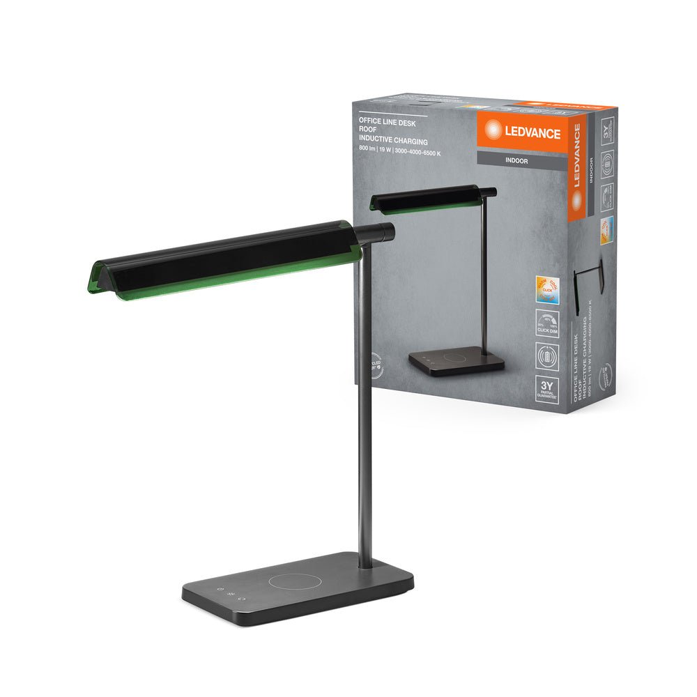 Černá stolní lampa s nabíjením 19W OFFICE ROOF, laditelná bílá