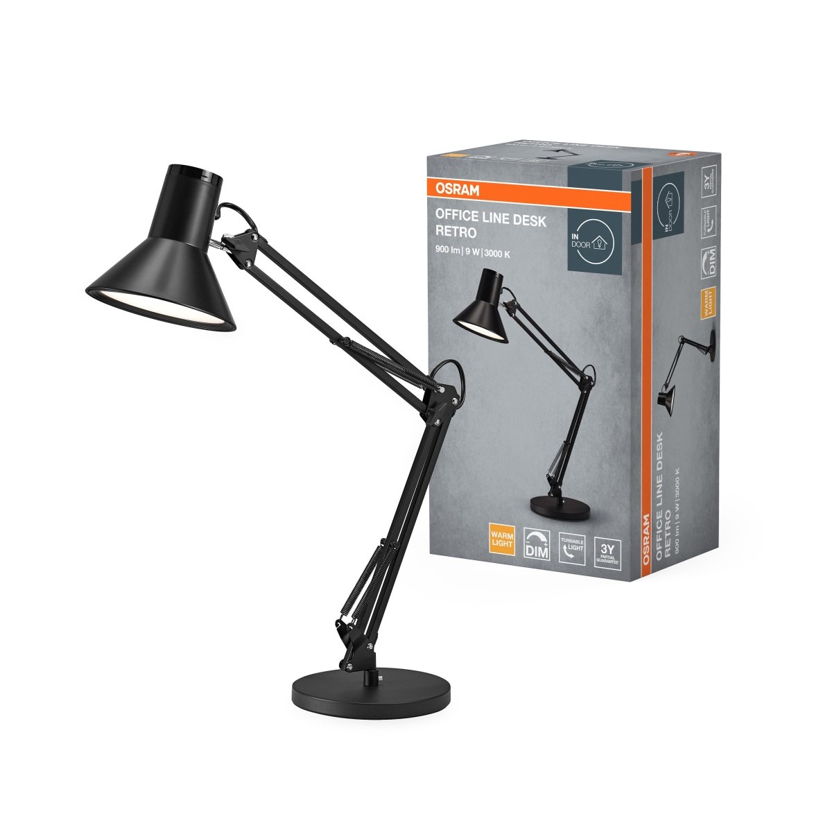 4099854463952 - Černá stolní lampa stmívatelná 9W OFFICE DESK RETRO, teplá bílá OSRAM - Stolní lampa - Czechia LEDVANCE e - shop