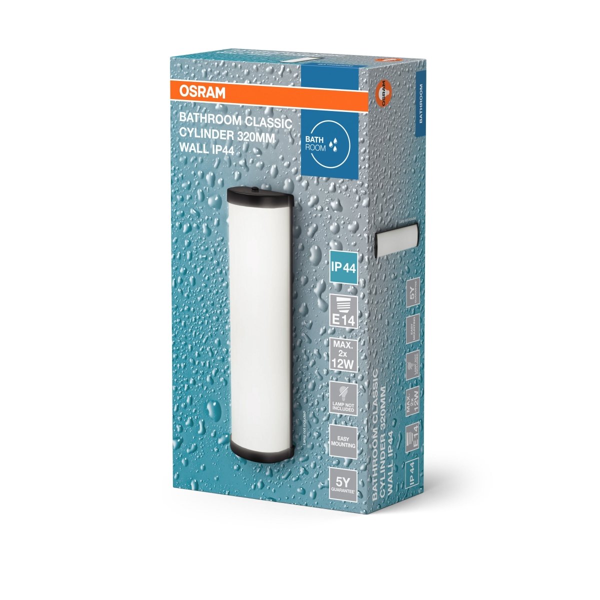 4099854444074 - Černé koupelnové LED nástěnné svítidlo CYLINDER 320mm OSRAM - Nástěnné svítidlo - LEDVANCE e - shop