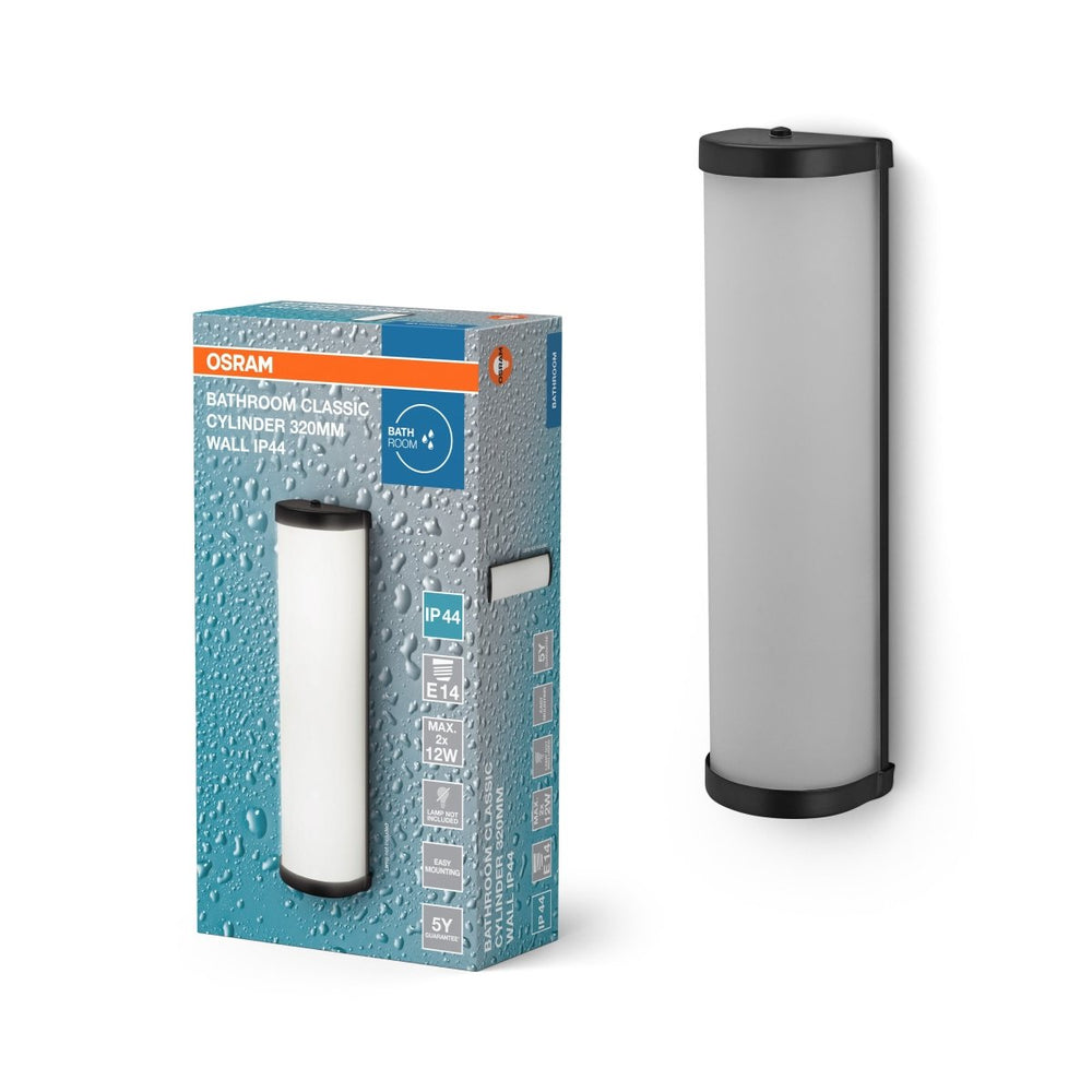 Černé koupelnové LED nástěnné svítidlo CYLINDER 320mm OSRAM