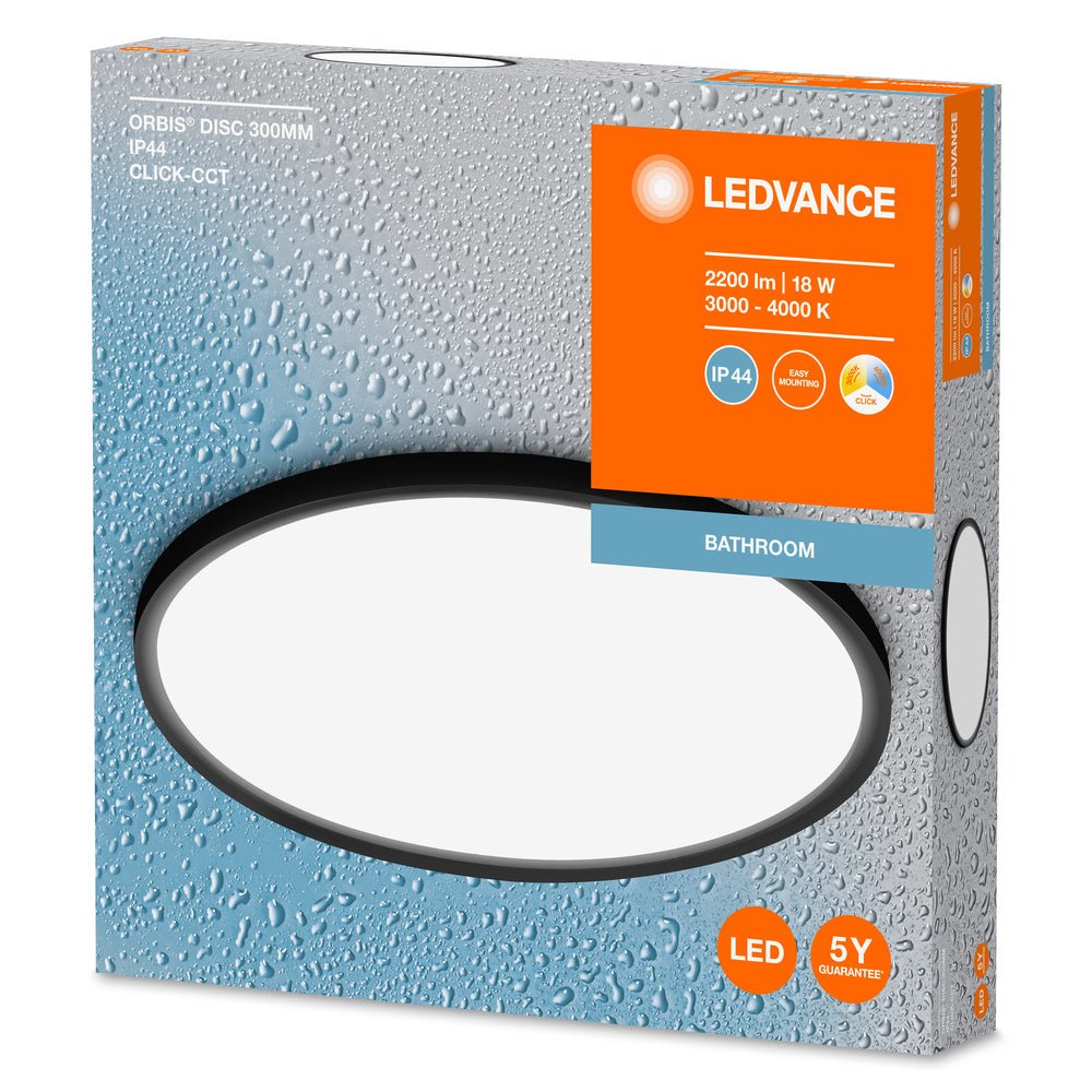 4099854096112 - Černé koupelnové LED svítidlo ORBIS 300mm, laditelná bílá - Stropní svítidlo - LEDVANCE e - shop
