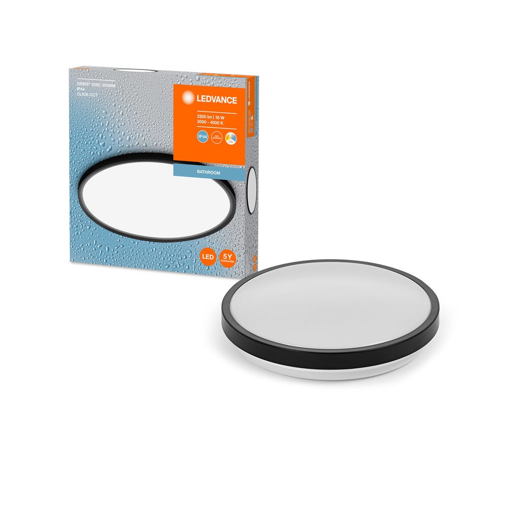 Černé koupelnové LED svítidlo ORBIS 300mm, laditelná bílá