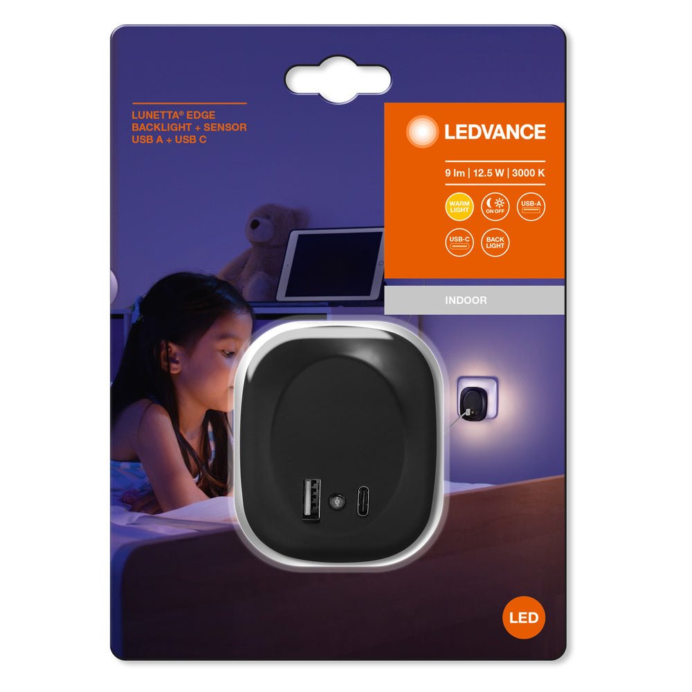 4099854088551 - Černé LED orientační svítidlo A/C + senzor LUNETTA, teplá bílá - Orientační svítidlo - LEDVANCE e - shop