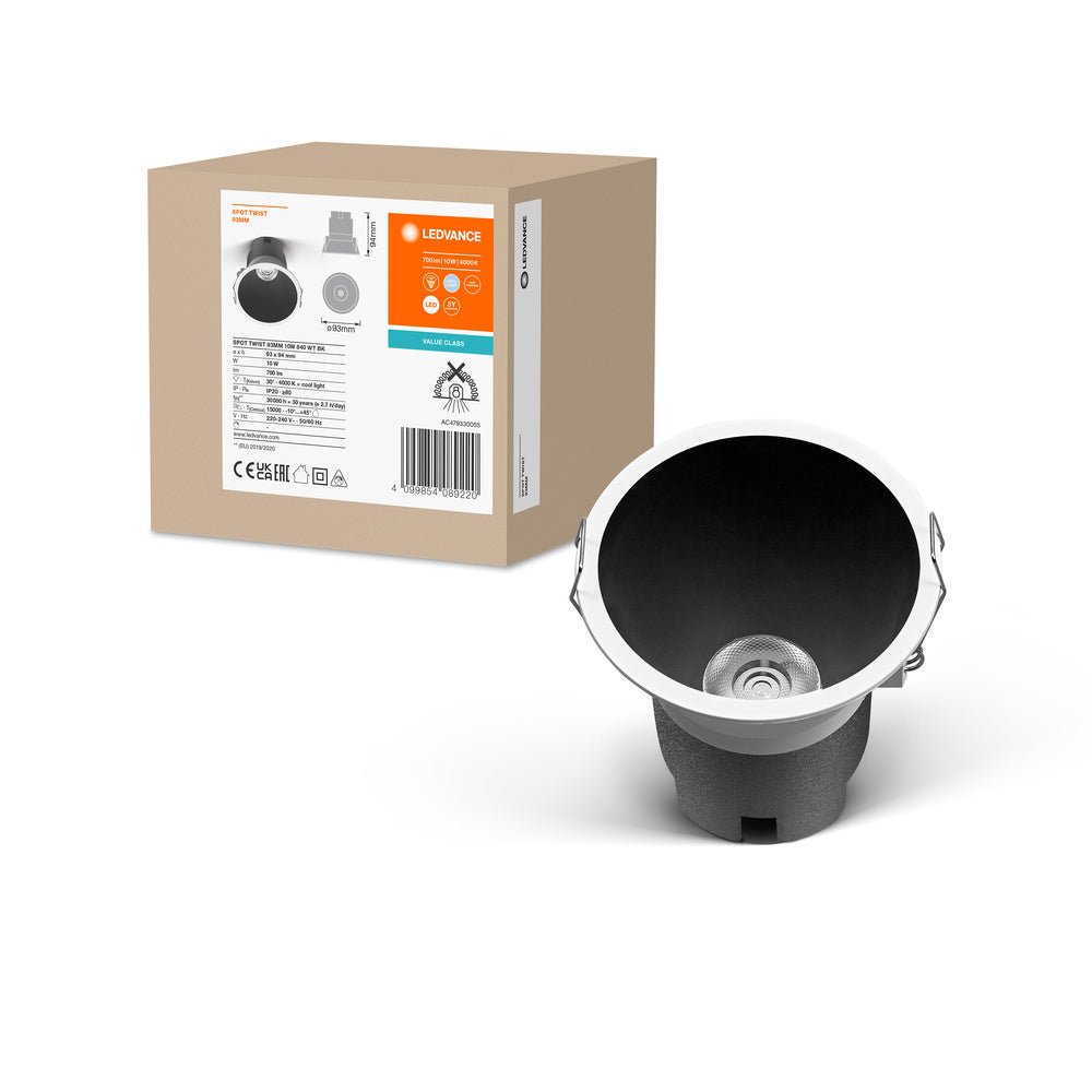 Černé LED podhledové svítidlo TWIST 93mm, studená bílá