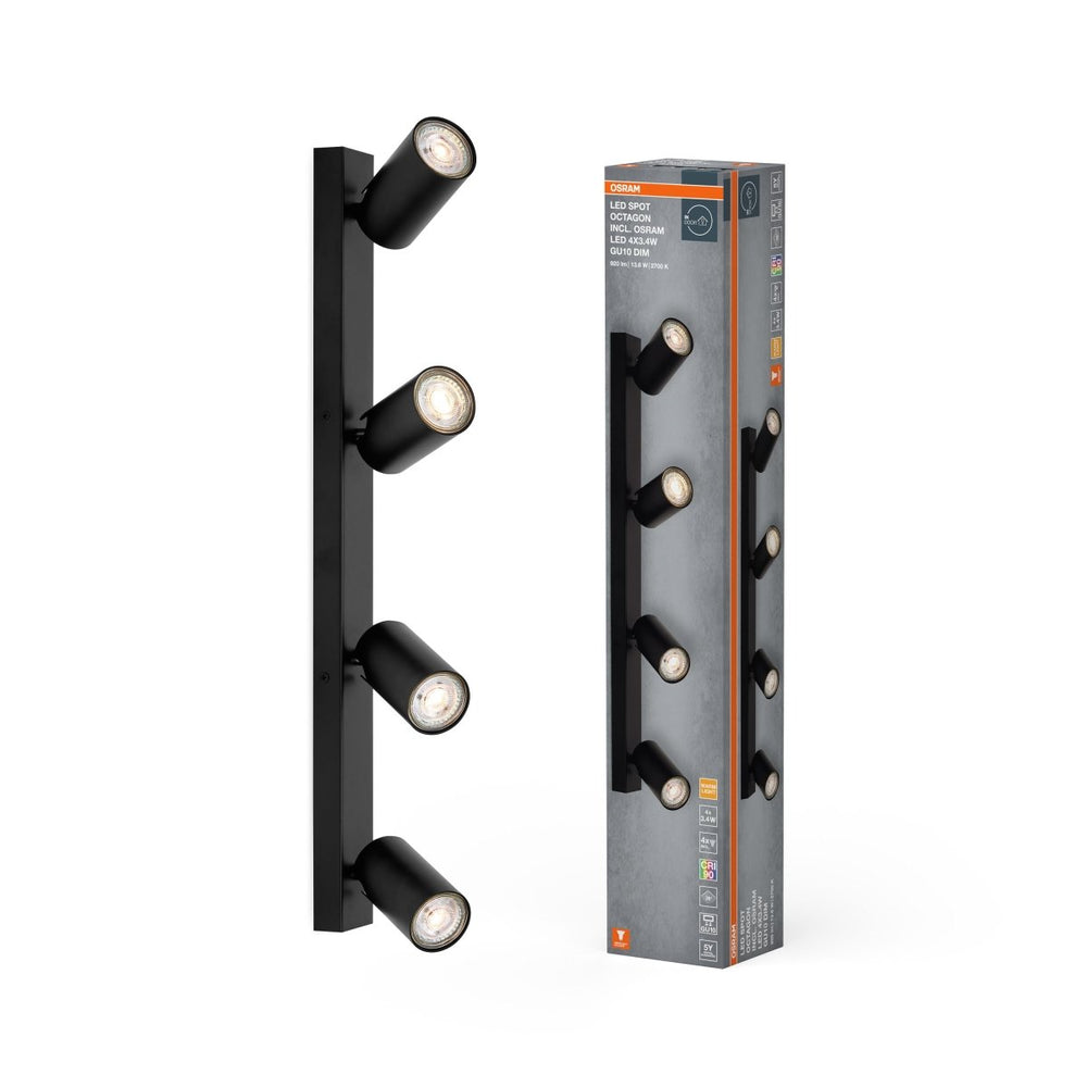 Černé LED stropní svítidlo 13,6 WU10 OCTAGON, teplá bílá OSRAM