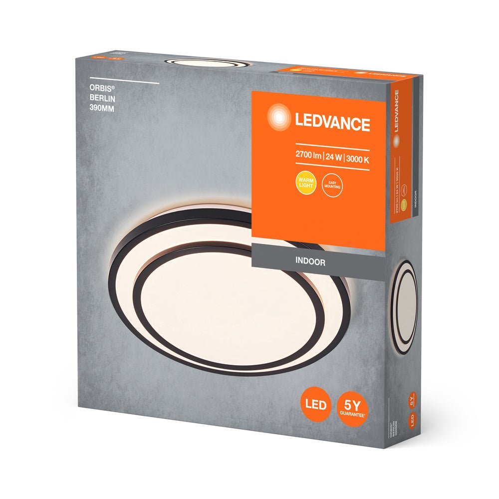 4058075832794 - Černé LED stropní svítidlo 24 W BERLIN 390 mm, teplá bílá - Stropní svítidlo - LEDVANCE e - shop