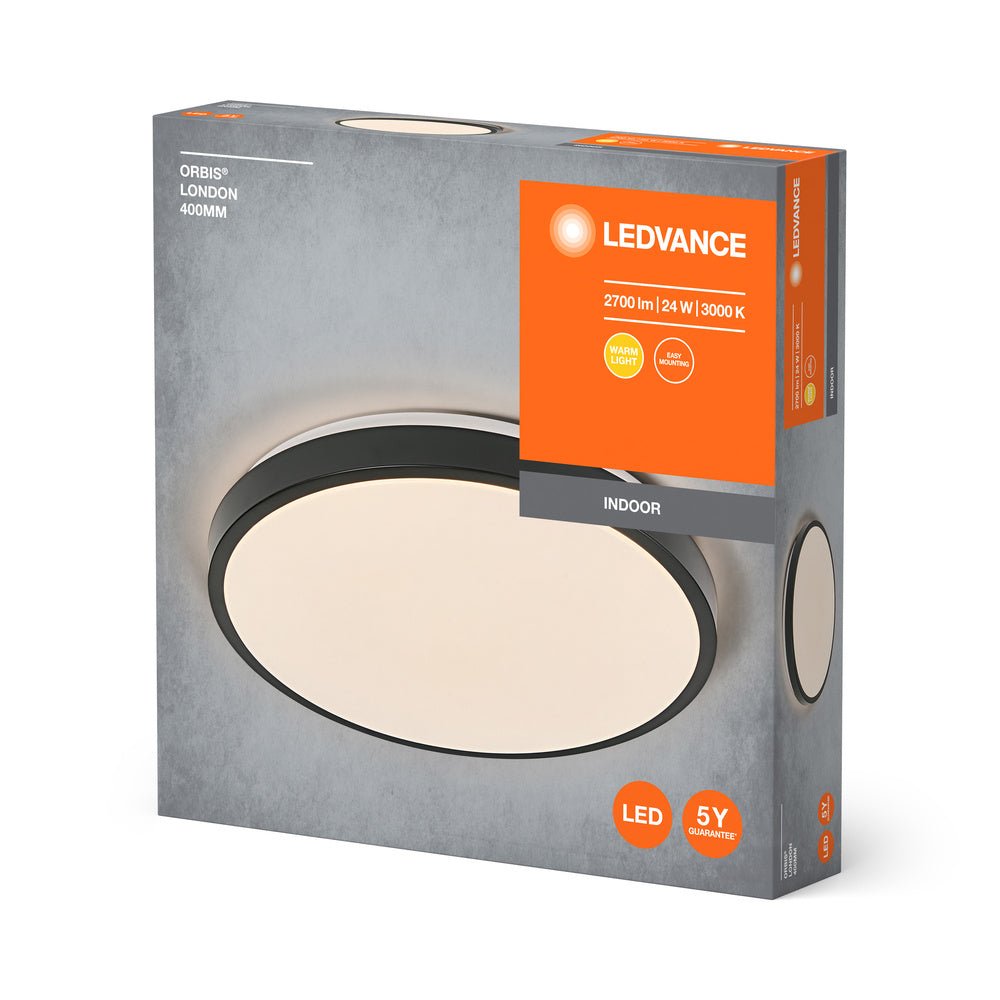 4058075832732 - Černé LED stropní svítidlo 24 W LONDON 400 mm, teplá bílá - Stropní svítidlo - LEDVANCE e - shop