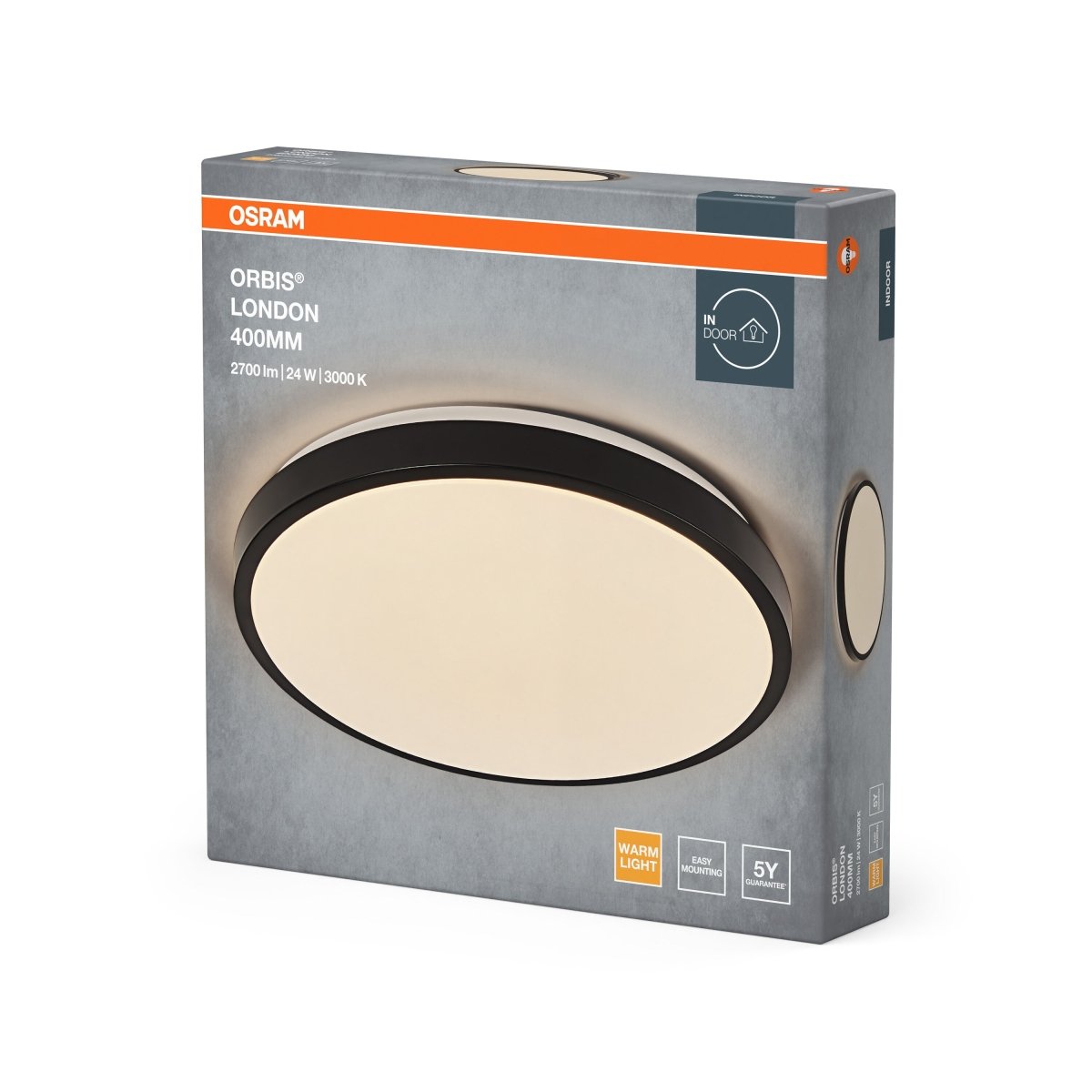 4099854448393 - Černé LED stropní svítidlo 24 W LONDON 400 mm, teplá bílá OSRAM - Stropní svítidlo - LEDVANCE e - shop