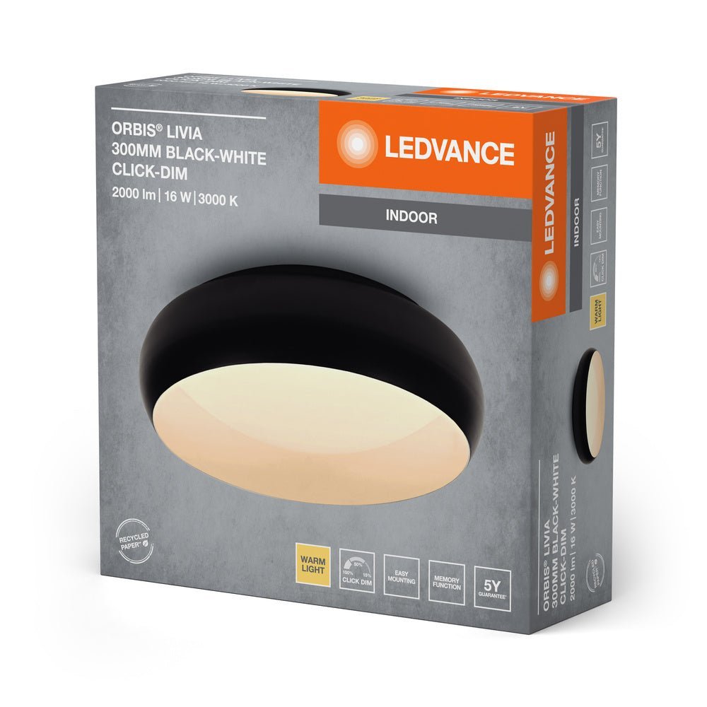 4099854283925 - Černé LED stropní svítidlo 300 mm LIVIA, teplá bílá - Stropní svítidlo - LEDVANCE e - shop
