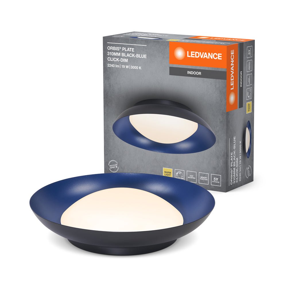 Černé LED stropní svítidlo 310 mm ORBIS, teplá bílá
