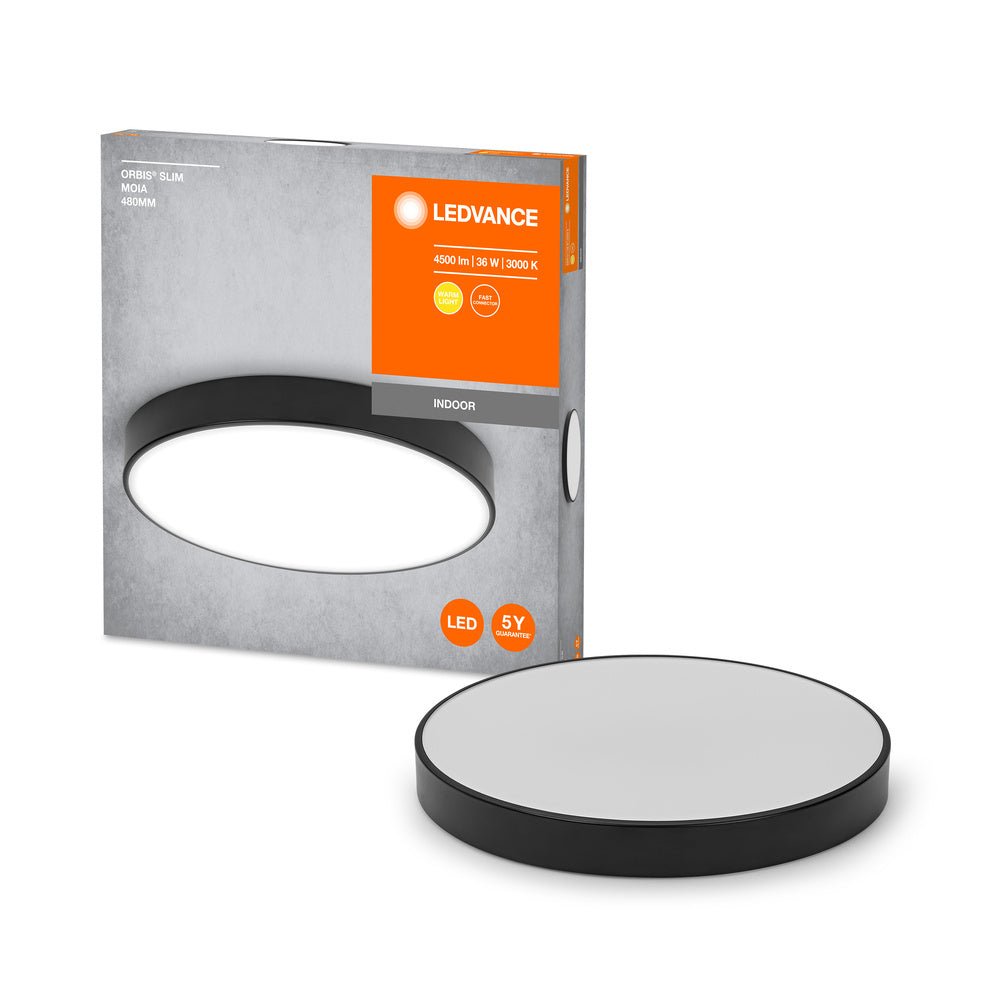 4099854092480 - Černé LED stropní svítidlo 36 W SLIM MOIA 480 mm, teplá bílá - Stropní svítidlo - LEDVANCE e - shop
